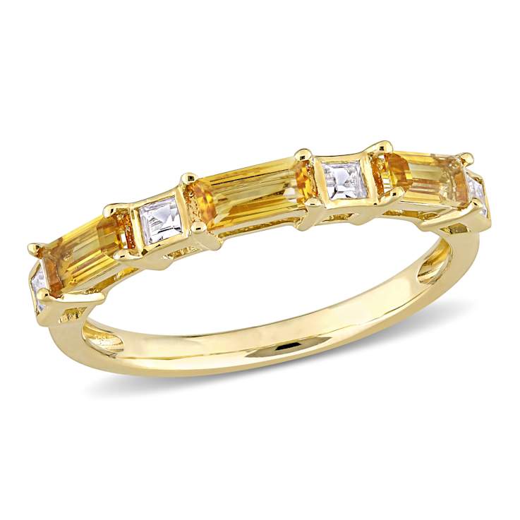 Citrine and White Topaz 10K Yellow Gold Ring 0.88ctw