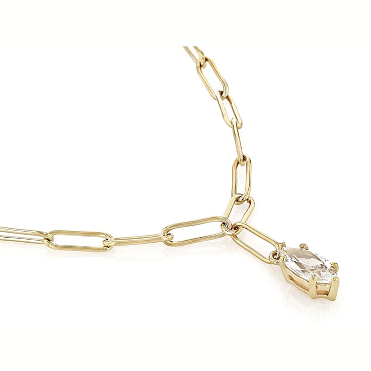 Lab-Created White Sapphire Marquise Paperclip Necklace In 18K Gold Over
Sterling Silver 0.98ct