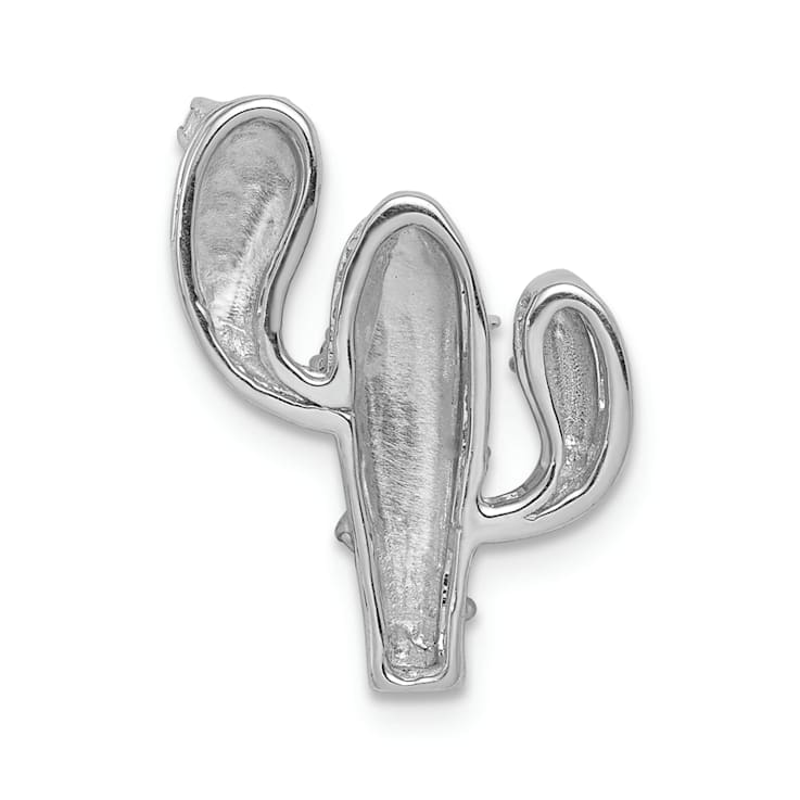 Rhodium Over 14k White Gold Diamond Cactus Pendant