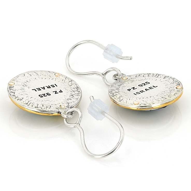 Roman Glass Dangle Earrings In Two-Tone Sterling Silver And 14K Gold