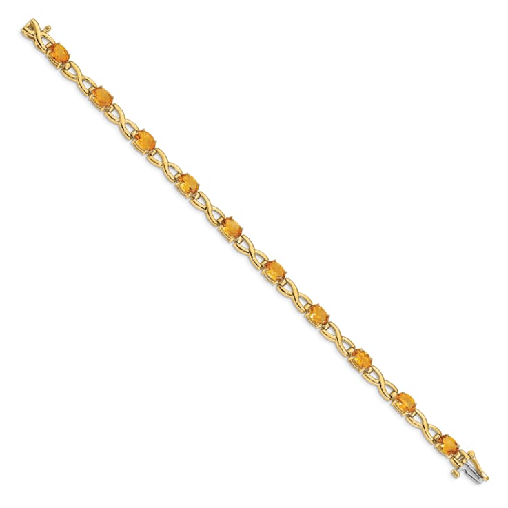 14k Two-tone Gold 7x5mm Oval Citrine Bracelet