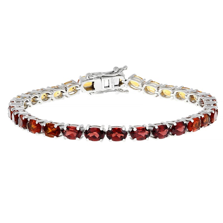 Madeira Citrine, Yellow Citrine And Red Garnet Ombre Tennis Bracelet In
Platinum Over Sterling Silver 13.12ctw