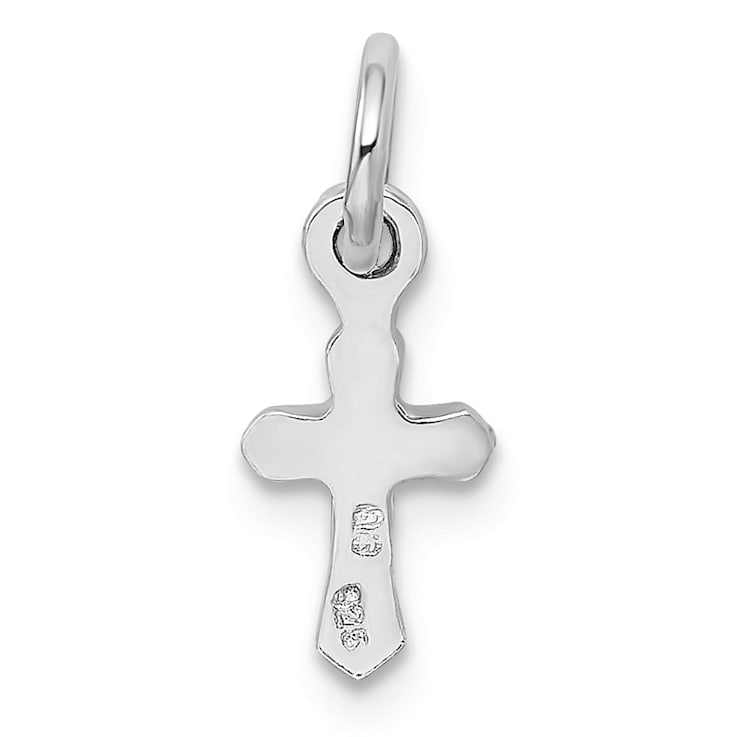 Rhodium Over Sterling Silver Child's June Preciosca Crystal Cross Pendant