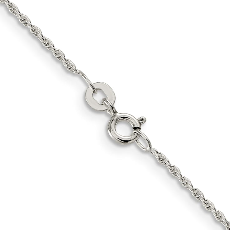 Rhodium Over Sterling Silver 1.3mm Loose Rope Chain with 2 Inch
Extension Necklace