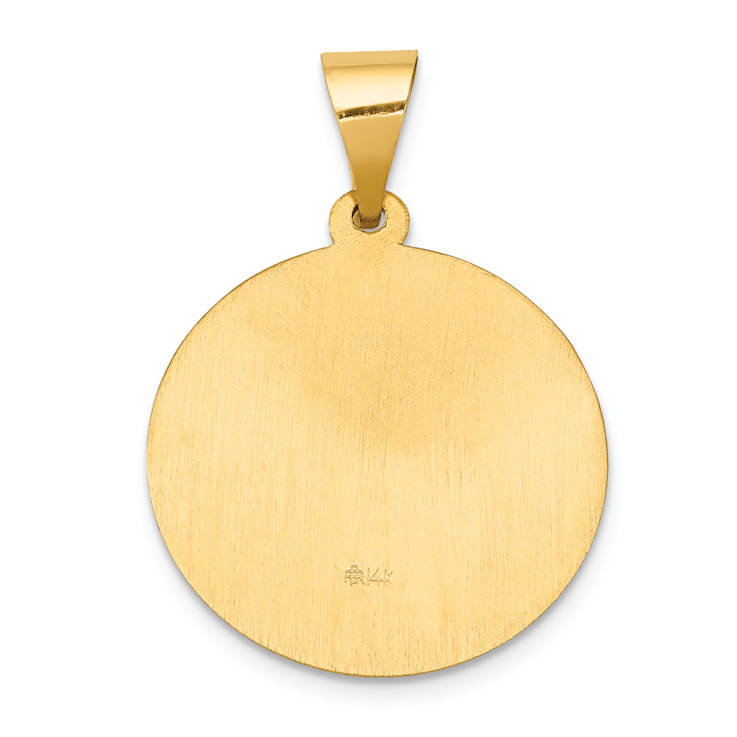 14k Yellow Gold Polished and Satin Saint Gerard Medal Pendant