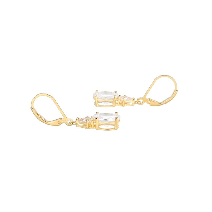 White Cubic Zirconia 18k Yellow Gold Over Sterling Silver April
Birthstone Earrings 6.30ctw