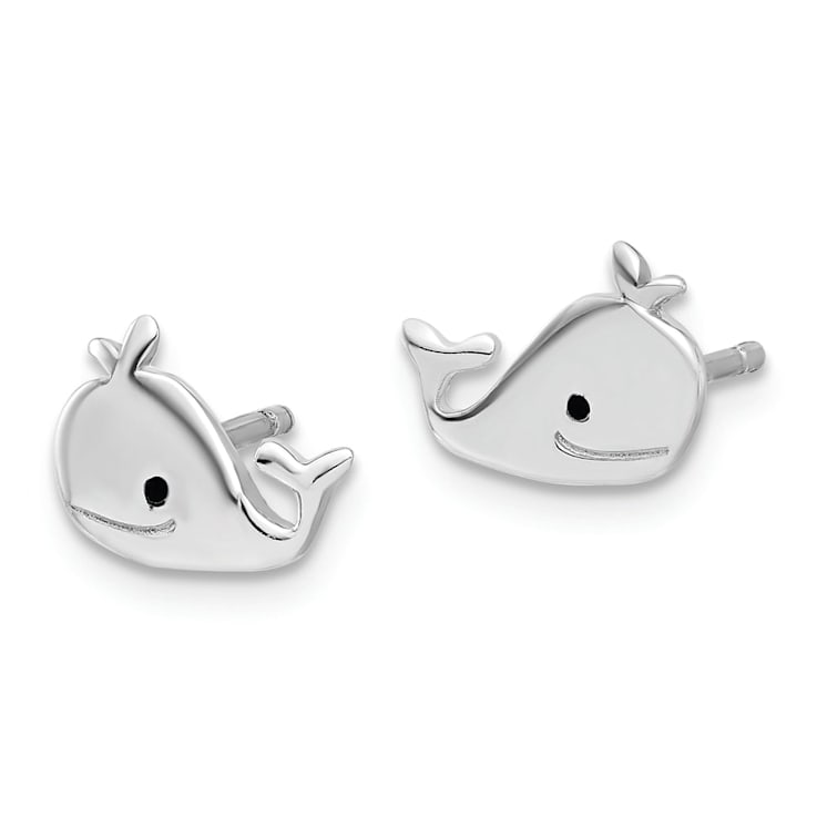 Sterling Silver Enamel Whale Children's Post Earrings