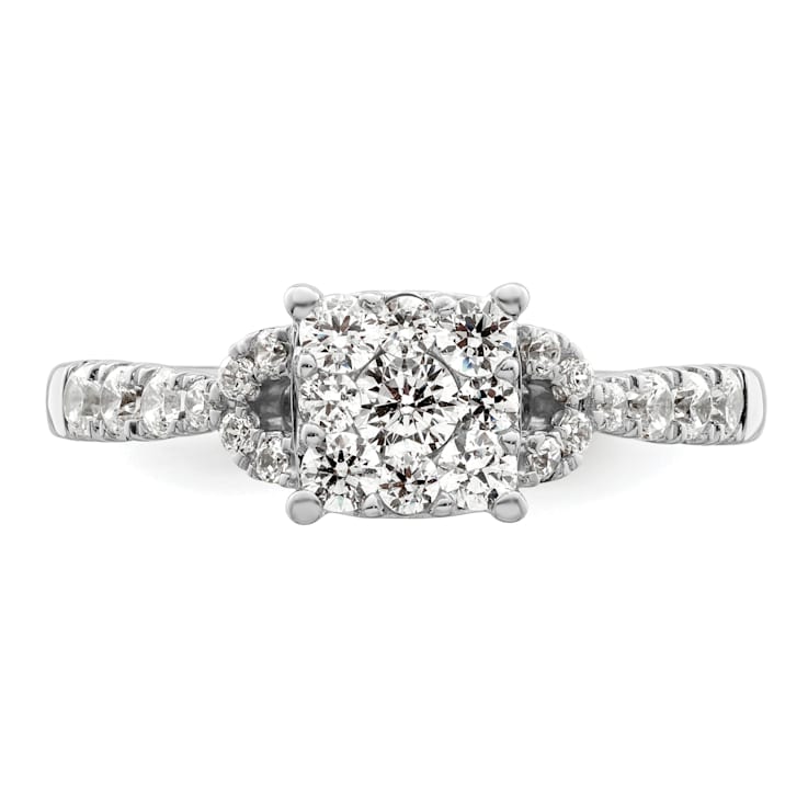 Rhodium Over 14K White Gold Lab Grown Diamond VS/SI GH, Cluster Ring 0.752ctw