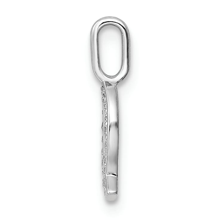 14K White Gold Diamond Letter Q Initial Pendant