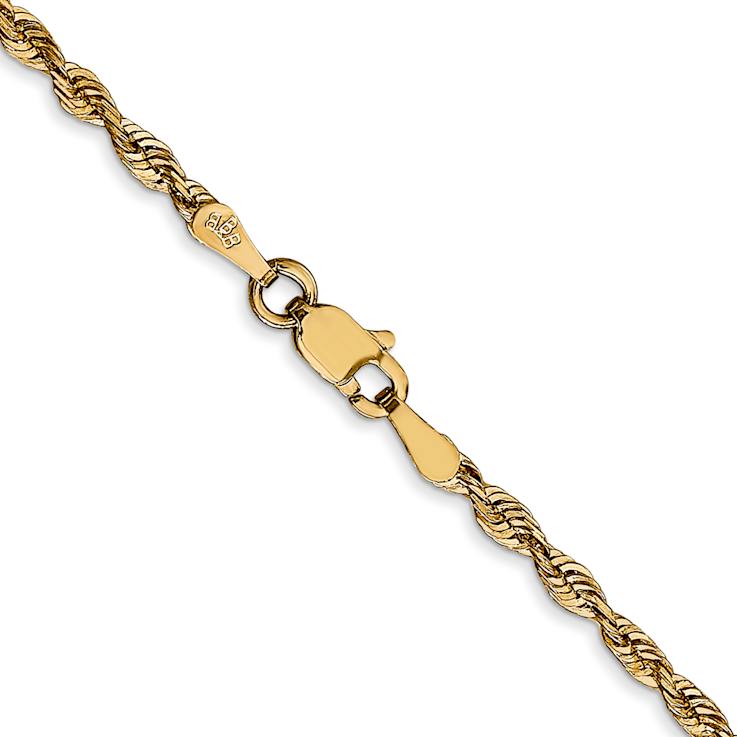 14k Yellow Gold 2.5mm Diamond-Cut Rope 20 Inch Chain