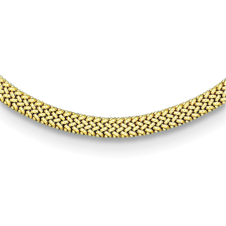 18K Yellow Gold 8mm Mesh 18-inch Omega Necklace