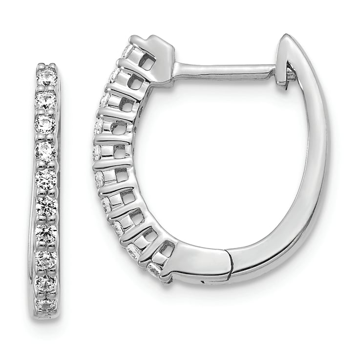Rhodium Over 14K White Gold Lab Grown Diamond SI1/SI2, G H I, Hinged
Hoop Earrings