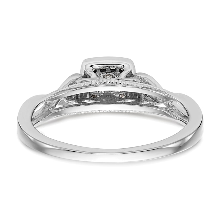 Rhodium Over 14K White Gold Lab Grown Diamond Complete Engagement Ring 0.204ctw