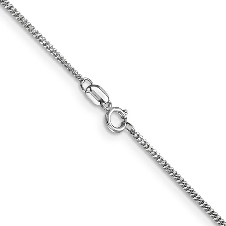 Rhodium Over 14k White Gold 1.3mm Solid Curb 22 Inch Chain