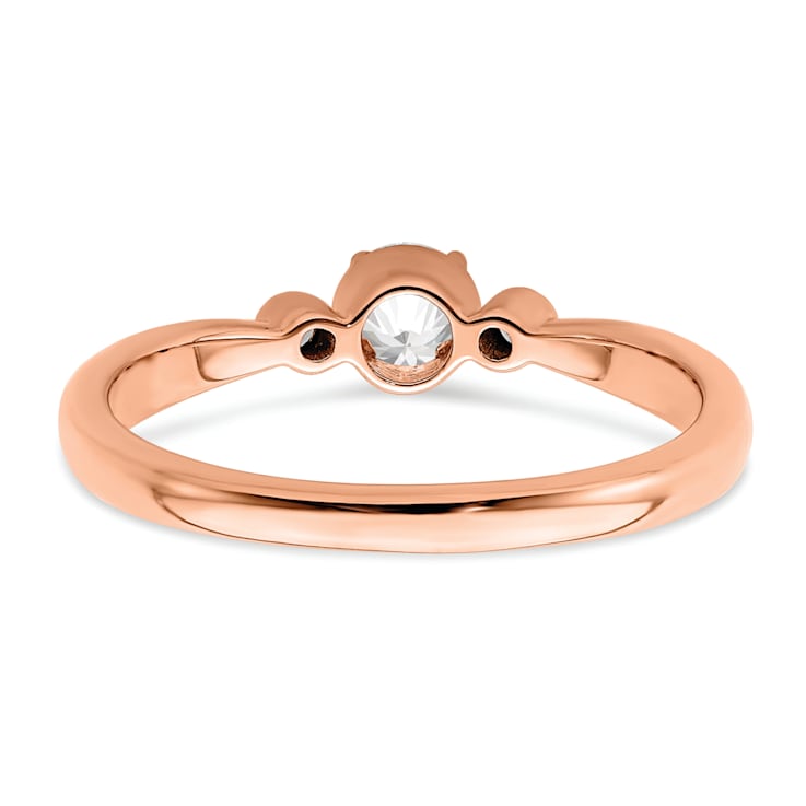 14K Rose Gold Petite Beaded Edge Round Diamond Ring 0.24ctw