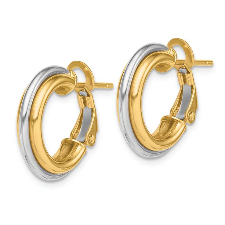 14k Two-tone 11/16" Polished Hoop Earrings