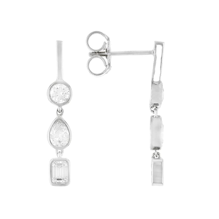 Multi-Shape Lab-Grown Diamond Dangle Earrings In 10K White Gold