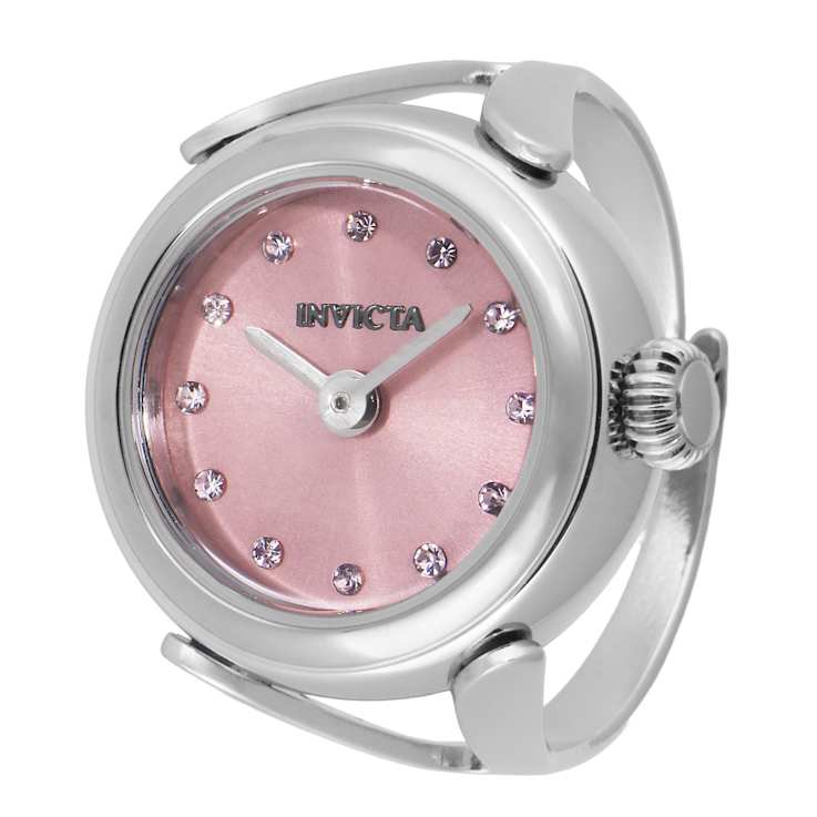 Invicta Women's Angel Mini 17.5mm Quartz Stainless Steel Pink Dial Ring Watch