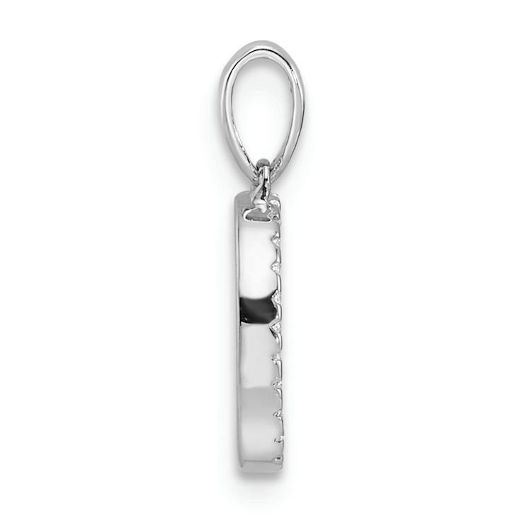 Rhodium Over 14k White Gold Diamond Letter D Initial Pendant