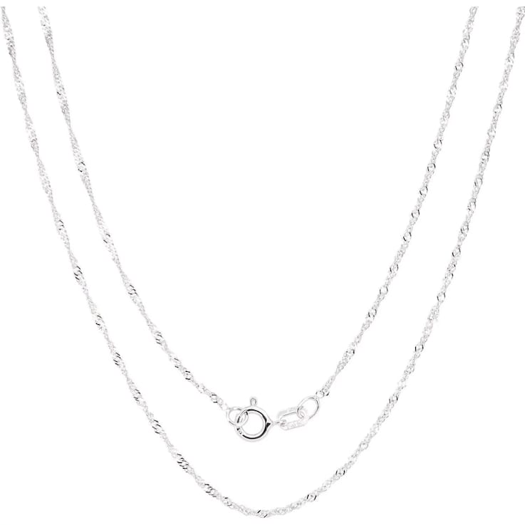 925 Sterling Silver 1mm Singapore Chain Necklace - 16"