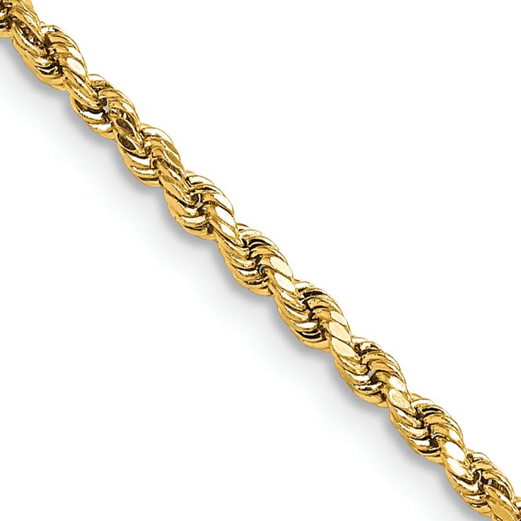 14k Yellow Gold 2.25mm Diamond-Cut Rope 18 Inch Chain