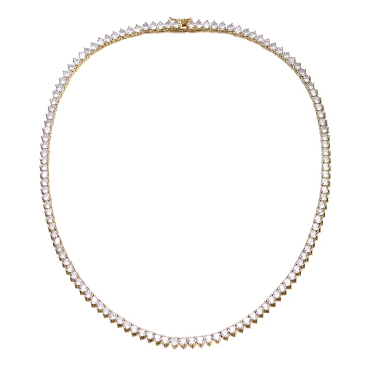 Flawless CZ Tennis Necklace In 14K Gold Over Sterling Silver