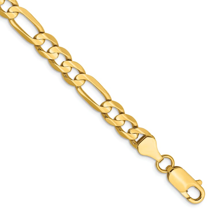 14k Yellow Gold 6mm Concave Open Figaro Link Bracelet