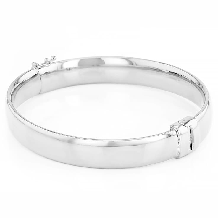 Classic Polished Hinged Bangle In Sterling Silver
