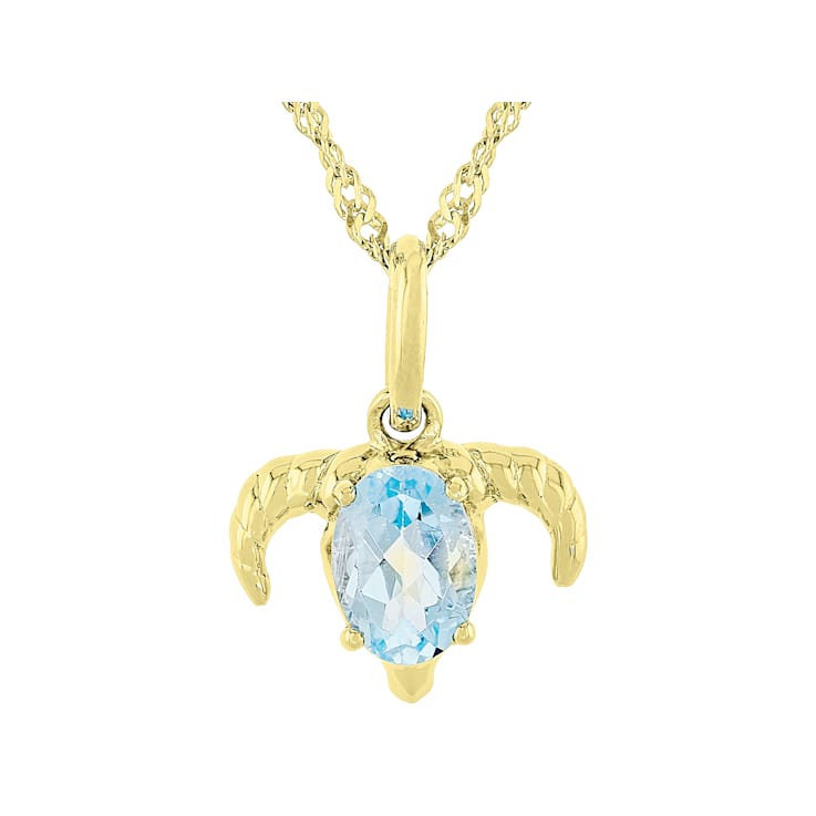 Sky Blue Topaz Capricorn Birthstone Pendant