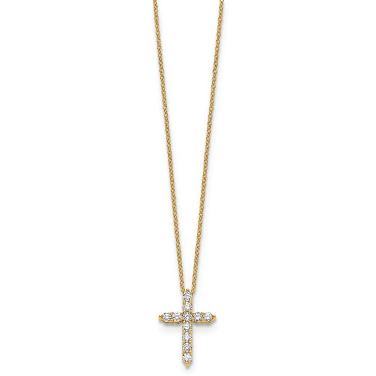 10k Yellow Gold 0.50 ctw Diamond Cross Pendant with 18 inch Cable Chain
