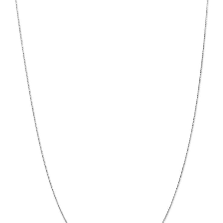 Rhodium Over 14k White Gold 0.7mm Solid Round Parisian Wheat 16 Inch Chain