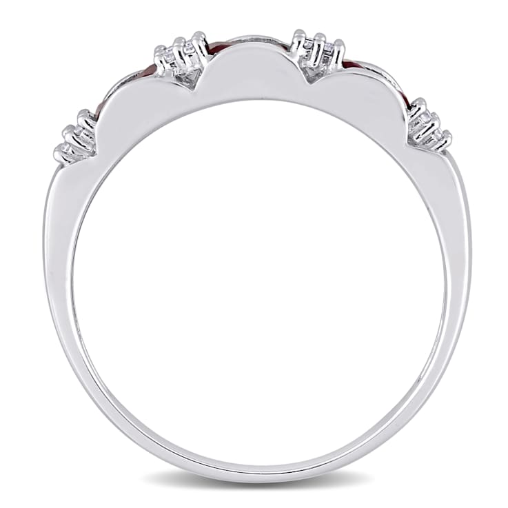 Ruby and Diamond 10K White Gold Ring 0.58ctw