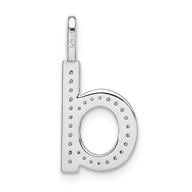 14K White Gold Diamond Lower Case Letter D Initial Pendant