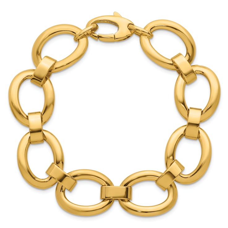 14K Yellow Gold Polished Oval Link 7.5 inch Bracelet