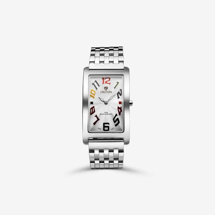 Croton Aristocrat Silver Tone Watch with White Dial