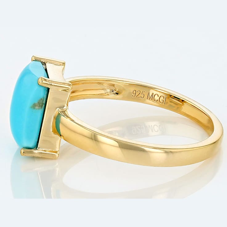 Sleeping Beauty Turquoise Ring In 18K Gold Over Sterling Silver