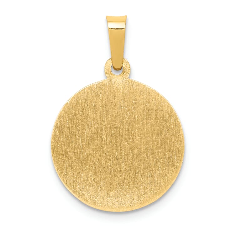 14K Yellow Gold Polished and Satin St Michael Medal Hollow Pendant