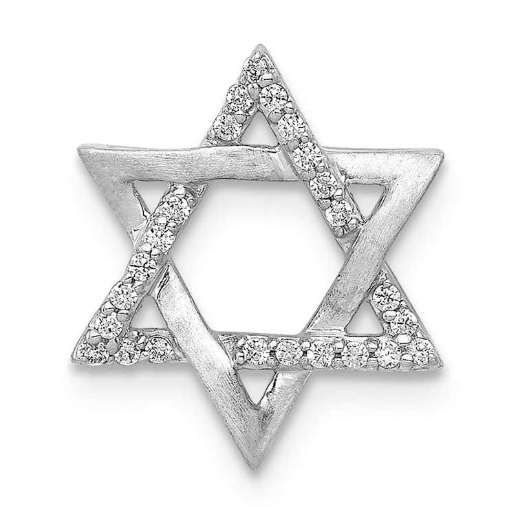 Rhodium Over 14k White Gold Diamond Star of David Chain Slide Pendant