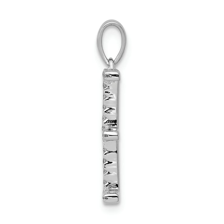 Rhodium Over 14K White Gold Diamond Letter E Initial Pendant
