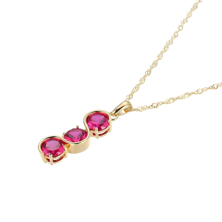 Lab Created Ruby 18k Yellow Gold Over Sterling Silver July Birthstone
Pendant 3.84ctw