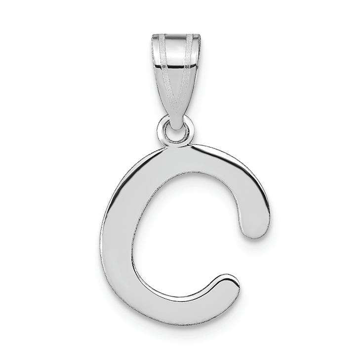 Rhodium Over 14k White Gold Polished Bubble Letter C Initial Pendant