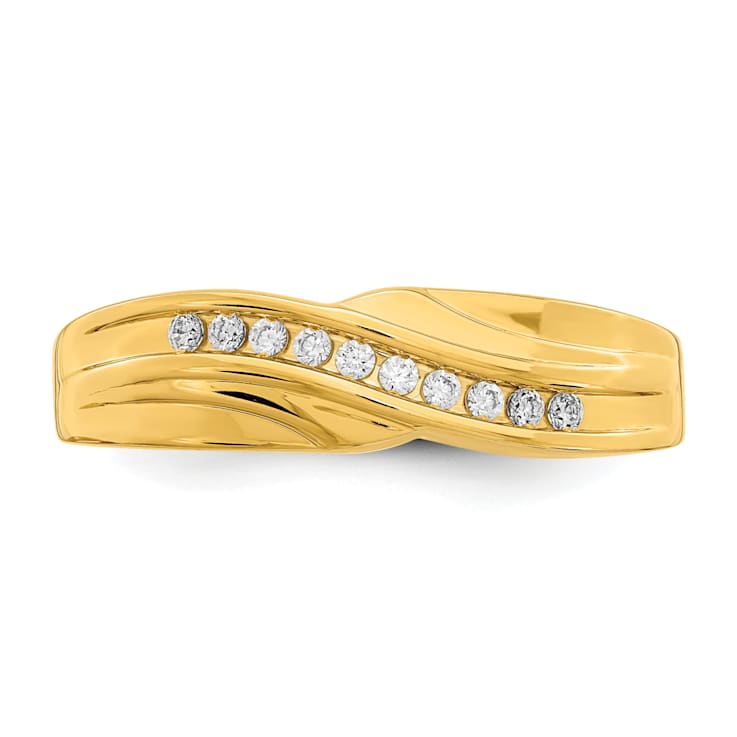 14K Yellow Gold Men's Diamond Band 0.15ctw