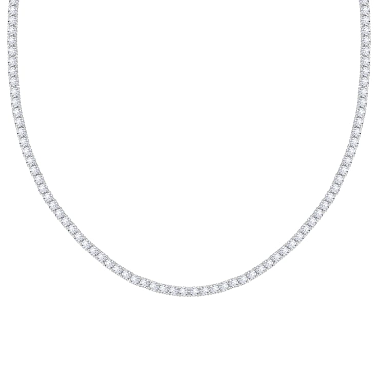 White Cubic Zirconia Platinum Over Sterling Silver Tennis Necklace 14.50ctw 1412YA