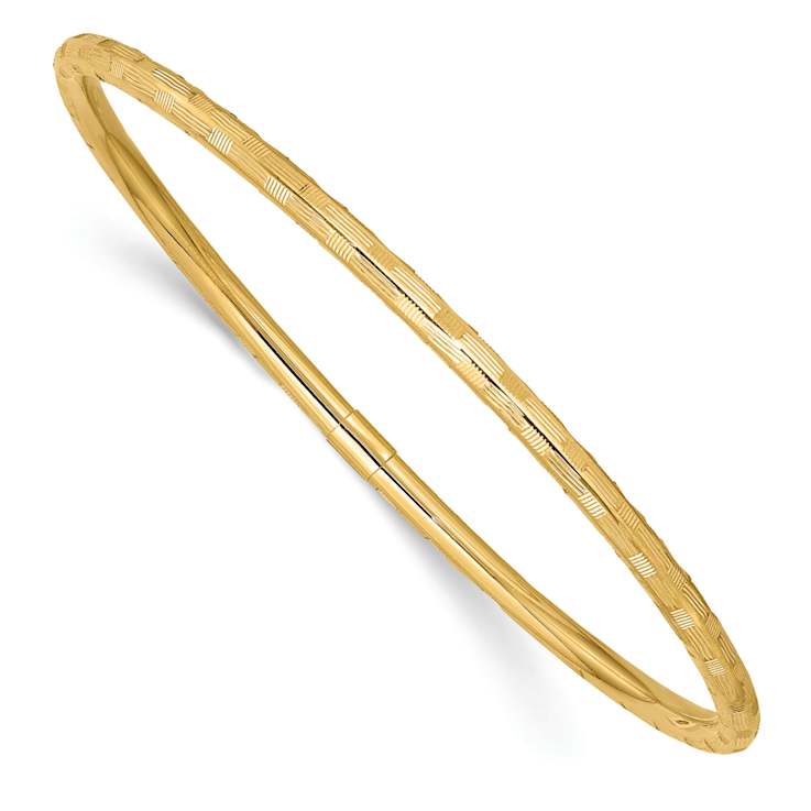 14k Yellow Gold Diamond-Cut Slip-on Bangle
