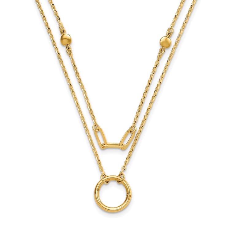 14K Yellow Gold Polished Double Layer Necklace