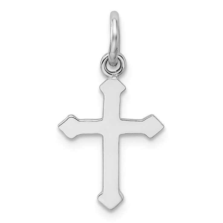 Rhodium Over Sterling Silver Polished Cross Pendant