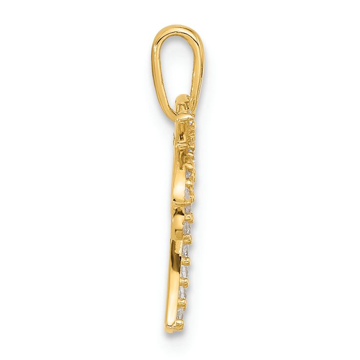 14k Yellow Gold Polished Cubic Zirconia Palm Tree Pendant