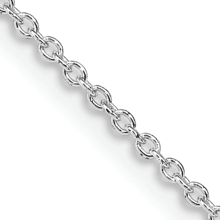 Rhodium Over Sterling Silver 1.25mm Cable Chain with 2 Inch Extension Necklace