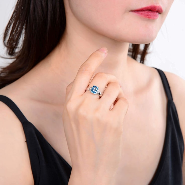 Blue and White Topaz Sterling Silver Ring, 2.17ctw