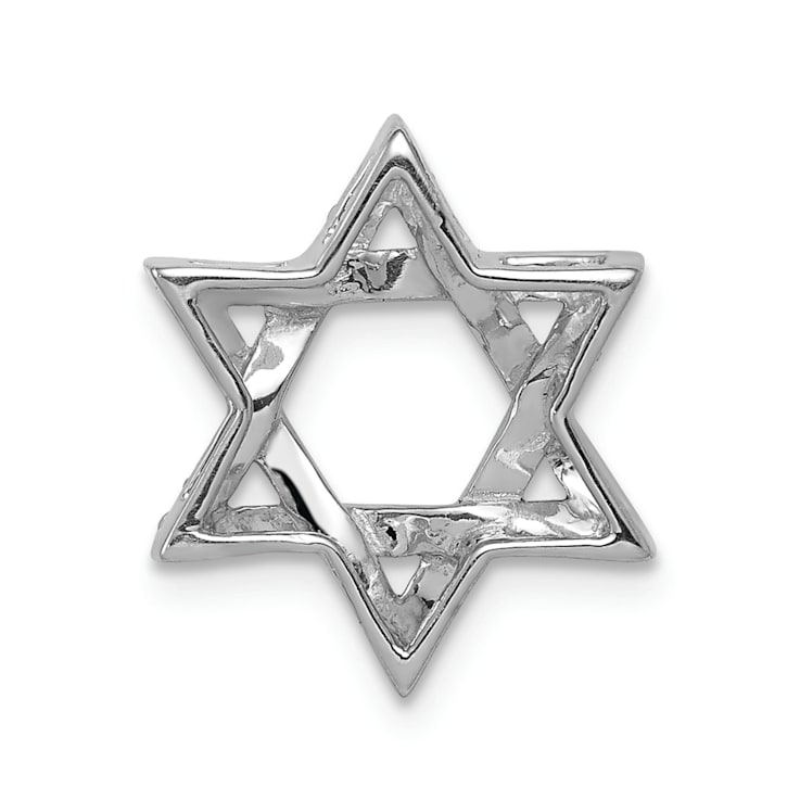 Rhodium Over 14k White Gold Diamond Star of David Chain Slide